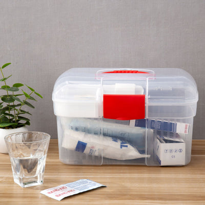 Transparent Blue Plastic Multipurpose Storage Box w/Handle