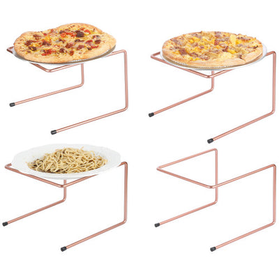 Black Metal Pizza Pan Riser Stands, Tabletop Food Platter Display