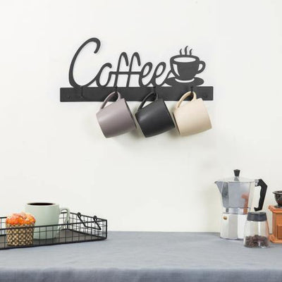 Rustic Black Metal & Burnt Wood Mug Rack – MyGift