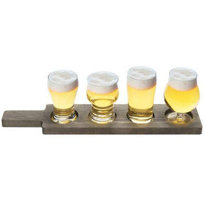 Industrial Pipe & Burnt Wood Beer/Whiskey Flight Set with 4