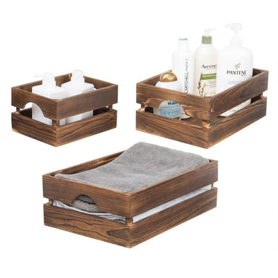 White Vintage Wood Nesting Shelf Baskets, Organizer Storage Crates wit –  MyGift