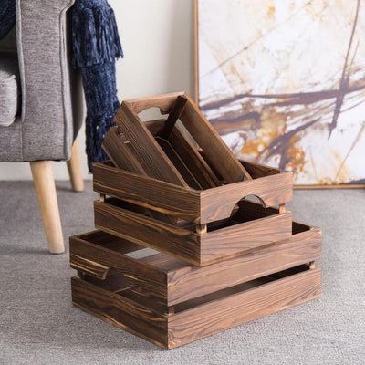 White Vintage Wood Nesting Shelf Baskets, Organizer Storage Crates wit –  MyGift