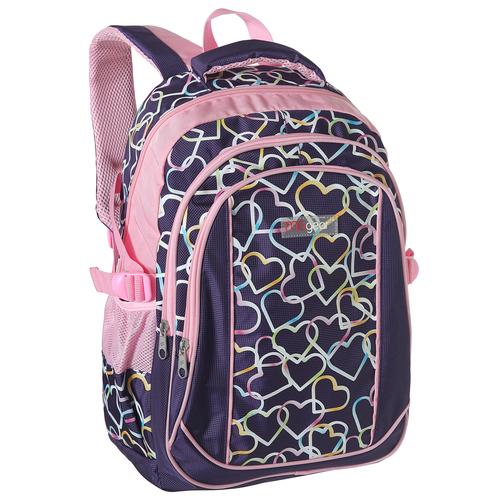 Girls' School Backpack, Purple w/ Rainbow Hearts Design – MyGift