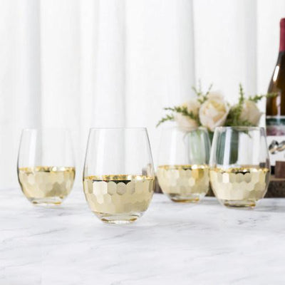 Electroplated Crystal Rose Gold Wine Glasses, Set of 4 – MyGift