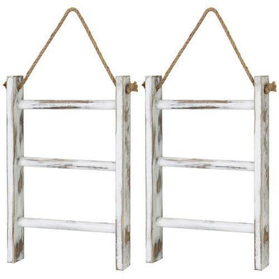 Whitewashed Wood Ladder Style Shelf w/ Toilet Paper Holder – MyGift