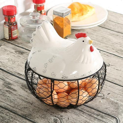 Black Metal Wire Chicken-Shaped Egg Storage Basket – MyGift