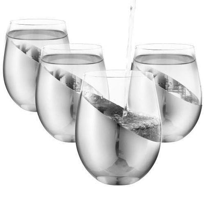 Set of 4, Iridescent Transparent Stemless Wine Glasses, Rainbow Colore –  MyGift