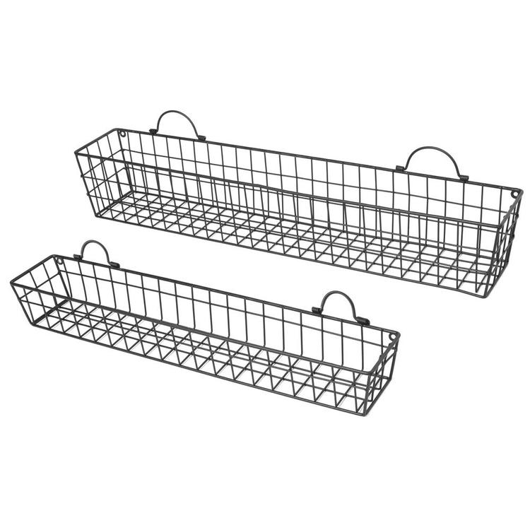 Rustic Wall-Mounted Metal Mesh Storage Baskets, Set of 2 – MyGift