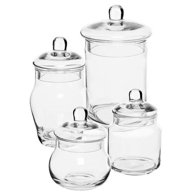 Clear Glass Apothecary Jar Canisters with Lids, Set of 3