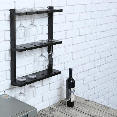 Black Metal Wire Under Cabinet Wine Glass Stemware Organizer Rack – MyGift