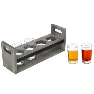 Industrial Pipe & Burnt Wood Beer/Whiskey Flight Set with 4