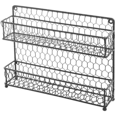 2-Tier Black Chicken Wire Metal Hanging Wall Shelves for Storage with –  MyGift