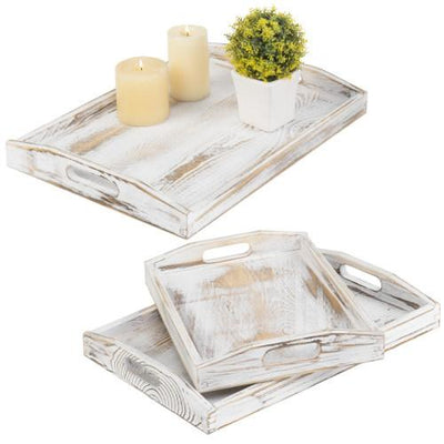 Whitewashed Wood Large Stove Top Cover and Countertop Tray, Noodle Boa –  MyGift