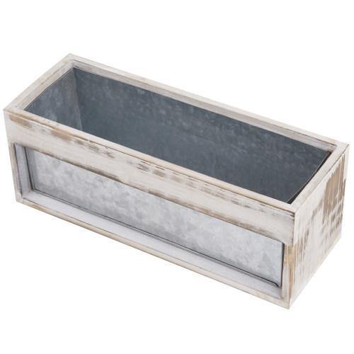 Whitewashed Wood & Galvanized Metal Planter Box – MyGift