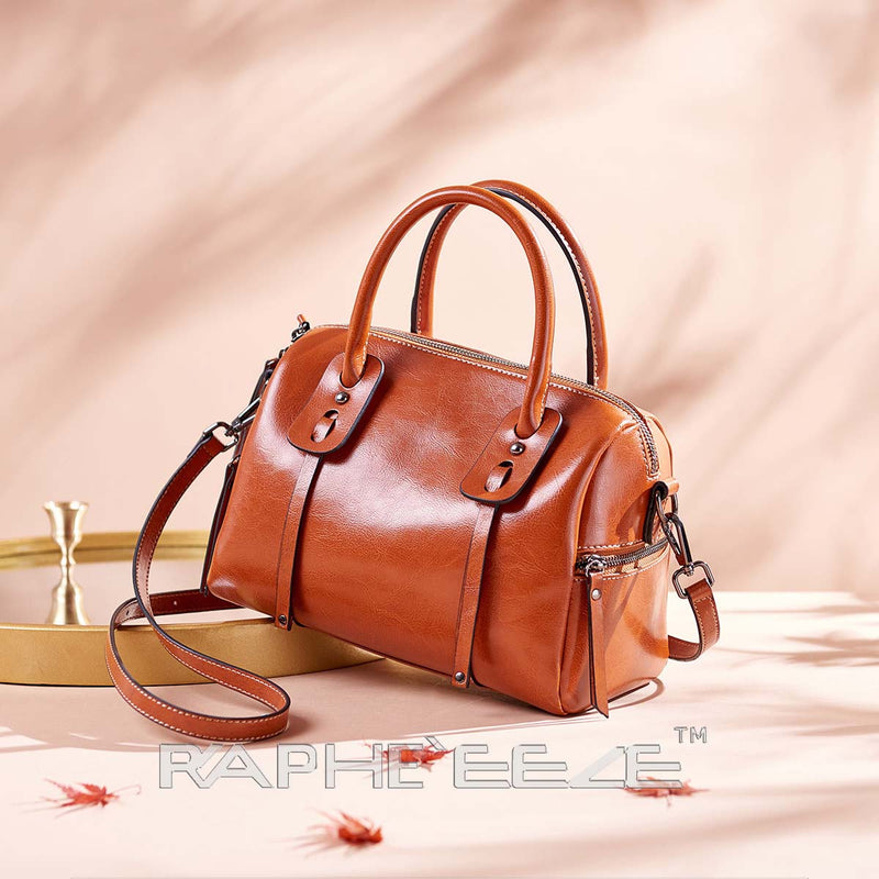 Classic Tote Handbag for Woman - Leather Brown