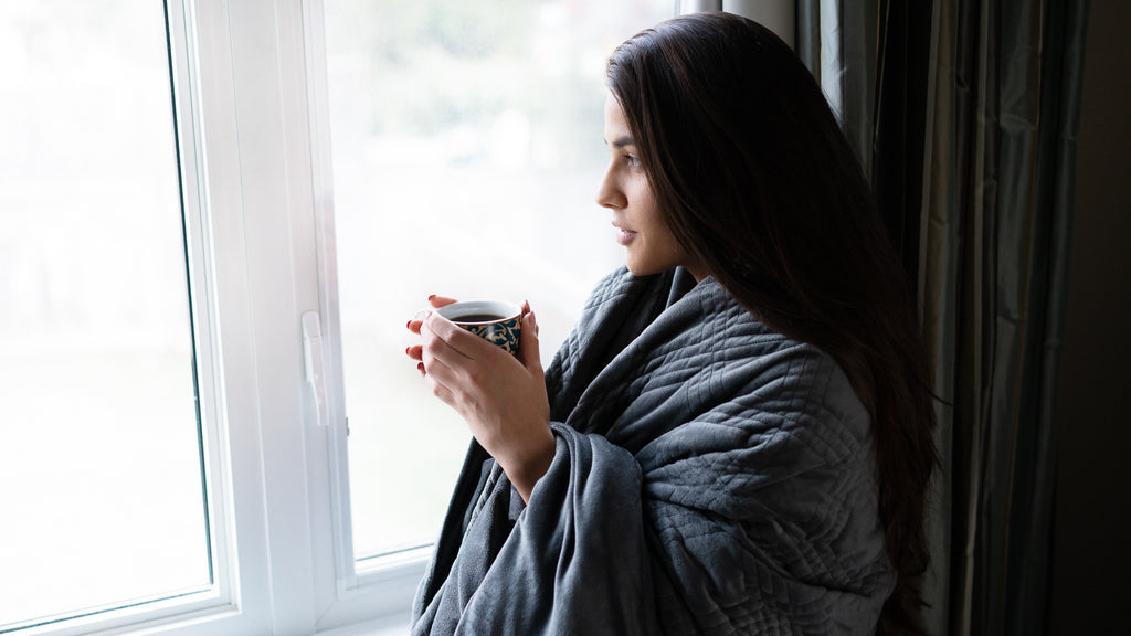 morning coffee under a blanket