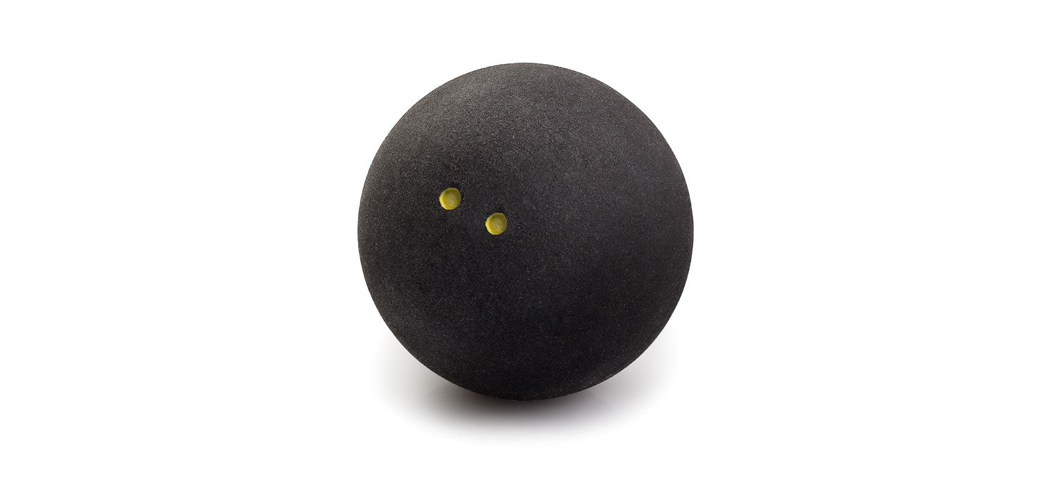 Squash ball showing 2 yellow dots