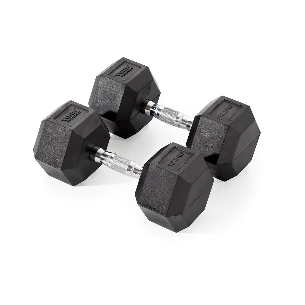 York Fitness Rubber Hex Dumbbells 2 x 12.5kg