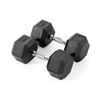 York Fitness Rubber Hex Dumbbells 2 x 10kg Workout For Less