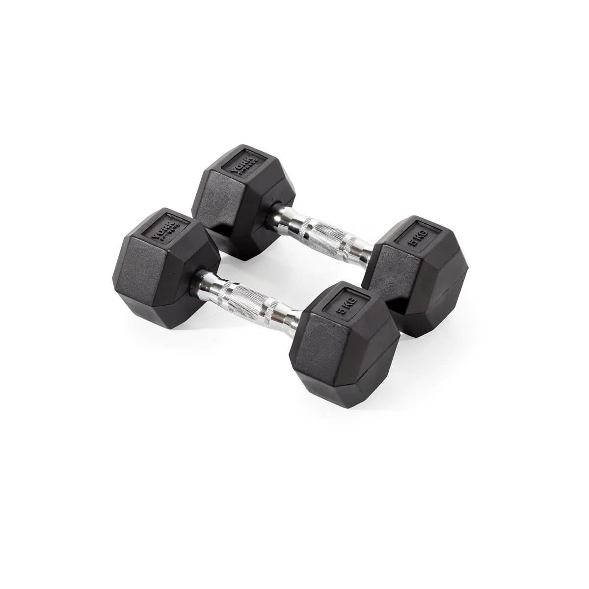 York Fitness Rubber Hex Dumbbells 2 x 5kg