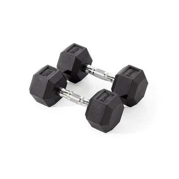 York Fitness Rubber Hex Dumbbells 2 x 10kg Workout For Less