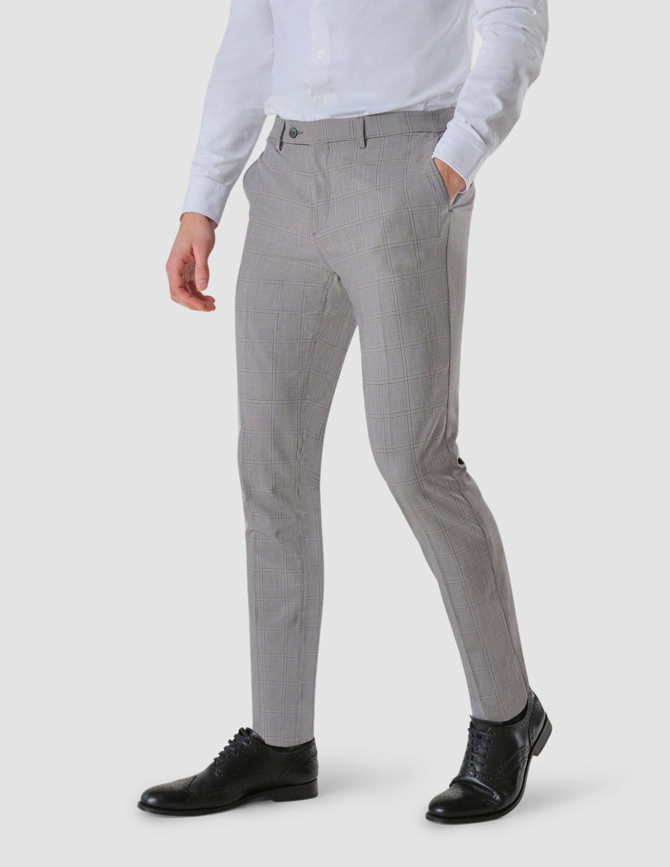 Buy Jack & Jones Grey Mid Rise Check Trousers online