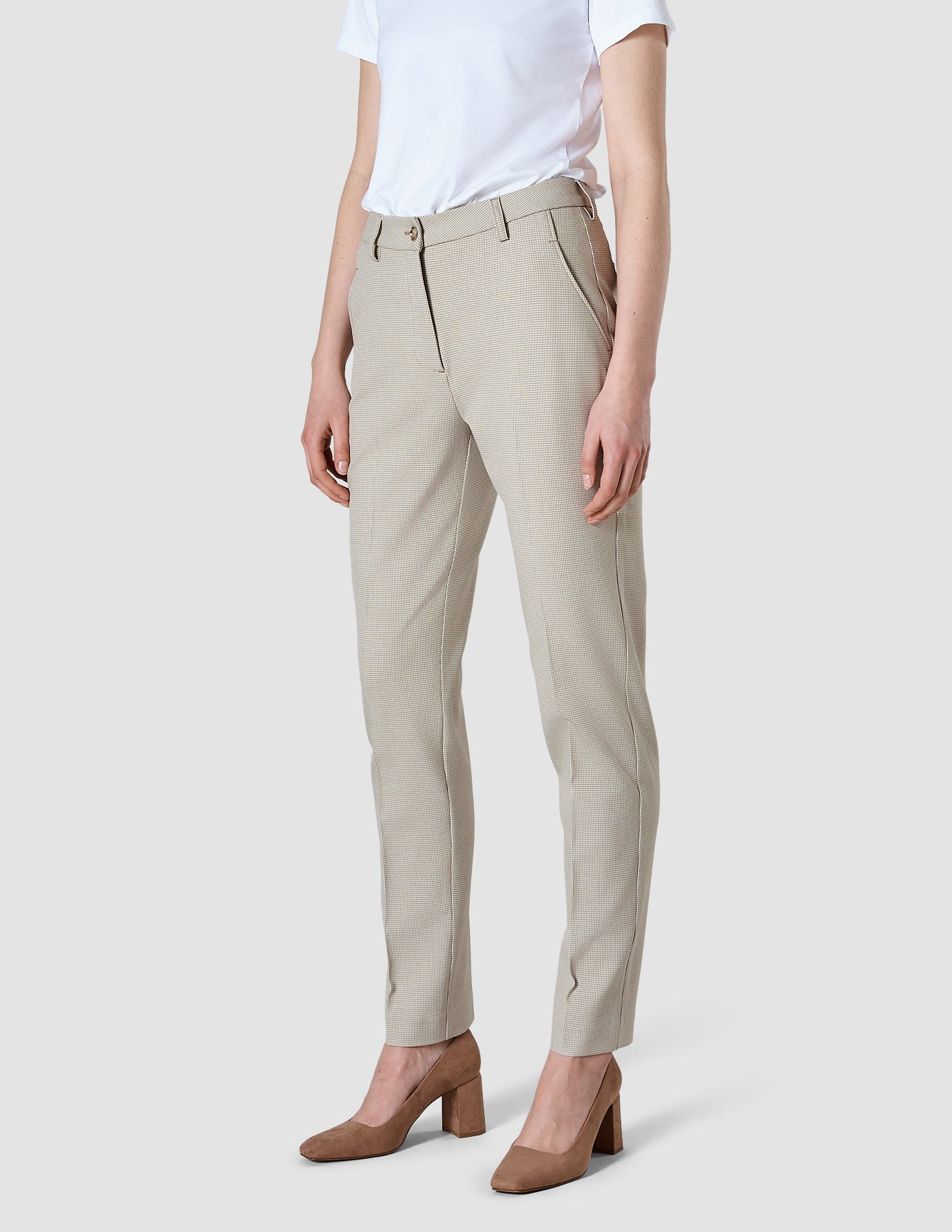 Women Tapered Essential Pants Petite Check