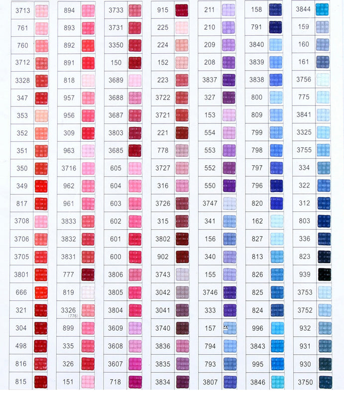 Diamond Painting Color Charts Shimmer Stitch