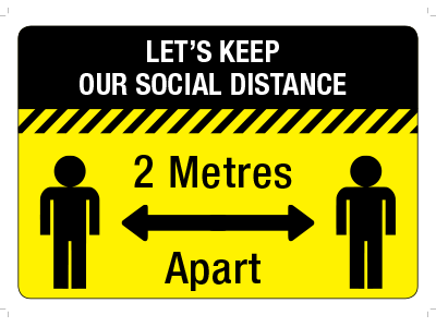 4 X Social Distancing 2 Meters Apart Premium Floor Stickers Anti Slip