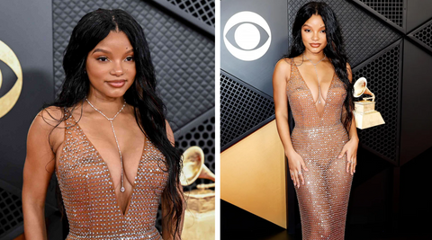 narrow|halle-bailey-grammys-jewellery-red-carpet-outfit