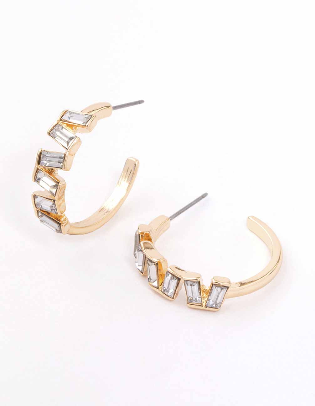 Lovisa Gold Jagged Baguette Hoop Earrings