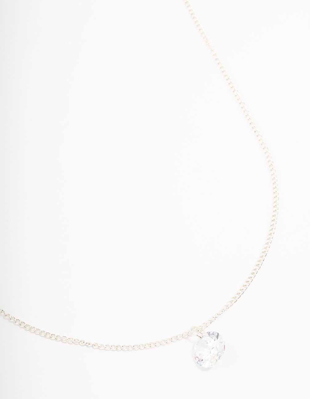 Silver Diamanté Tube Necklace | New Look