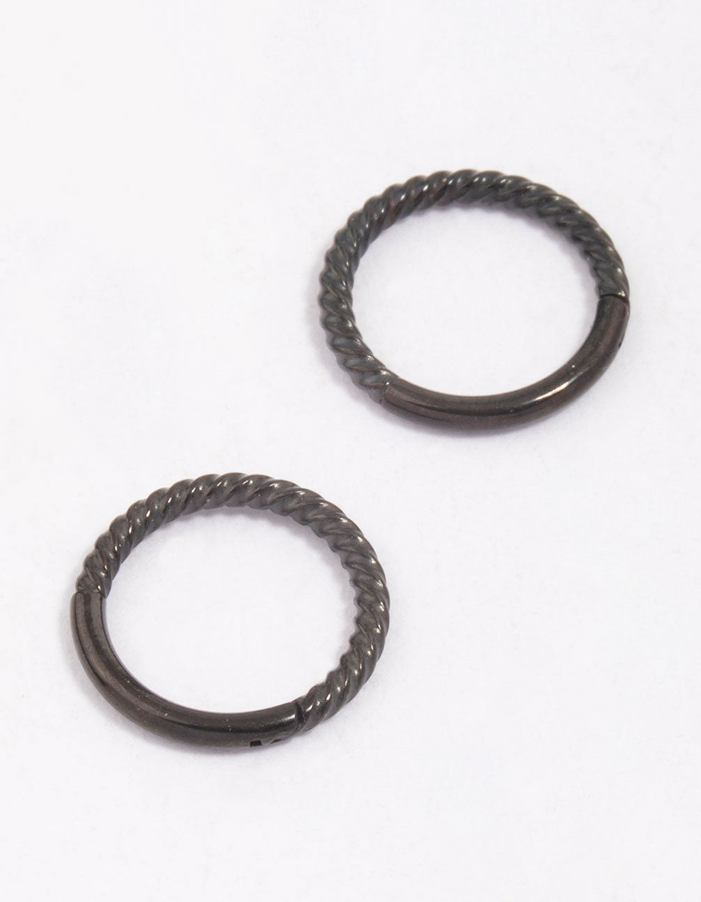 Stainless Steel Mens Black Huggie Hoop Earrings Womens Hinged Snap Earrings  | eBay