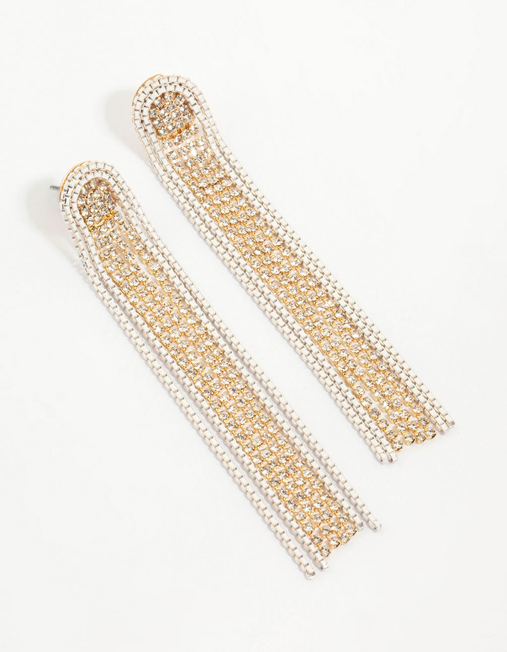 Gold Diamante Cupchain Drop Earrings