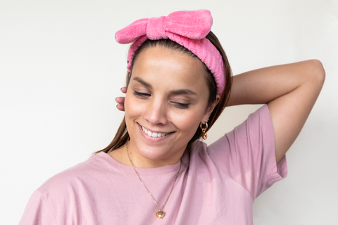 pink-fluffy-hair-bow-cosmetic-headbands