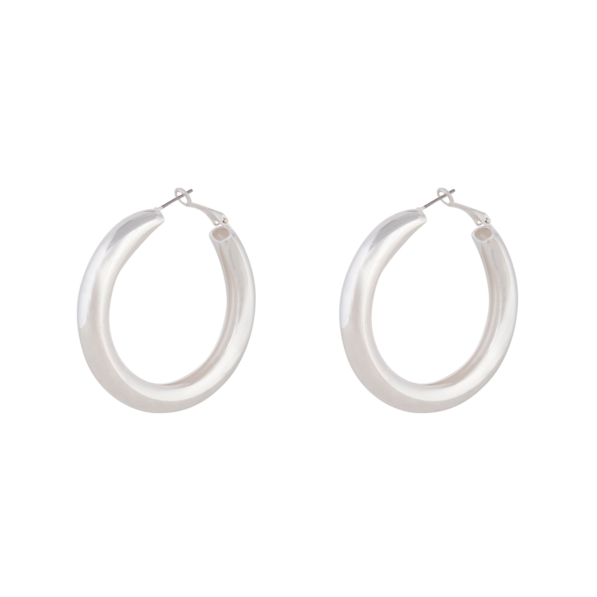 Polished Silver Chunky Hoop Earrings - Lovisa