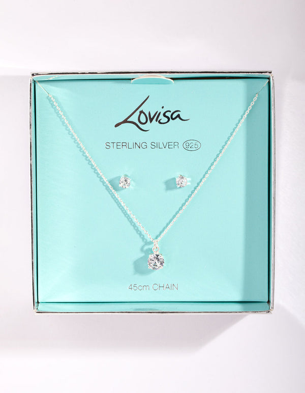 Silver Diamond Simulant Infinity Necklace & Earrings Set - Lovisa