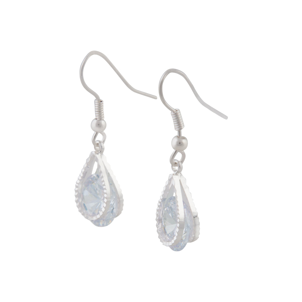 Cubic Zirconia In Silver Teardrop Earrings - Lovisa