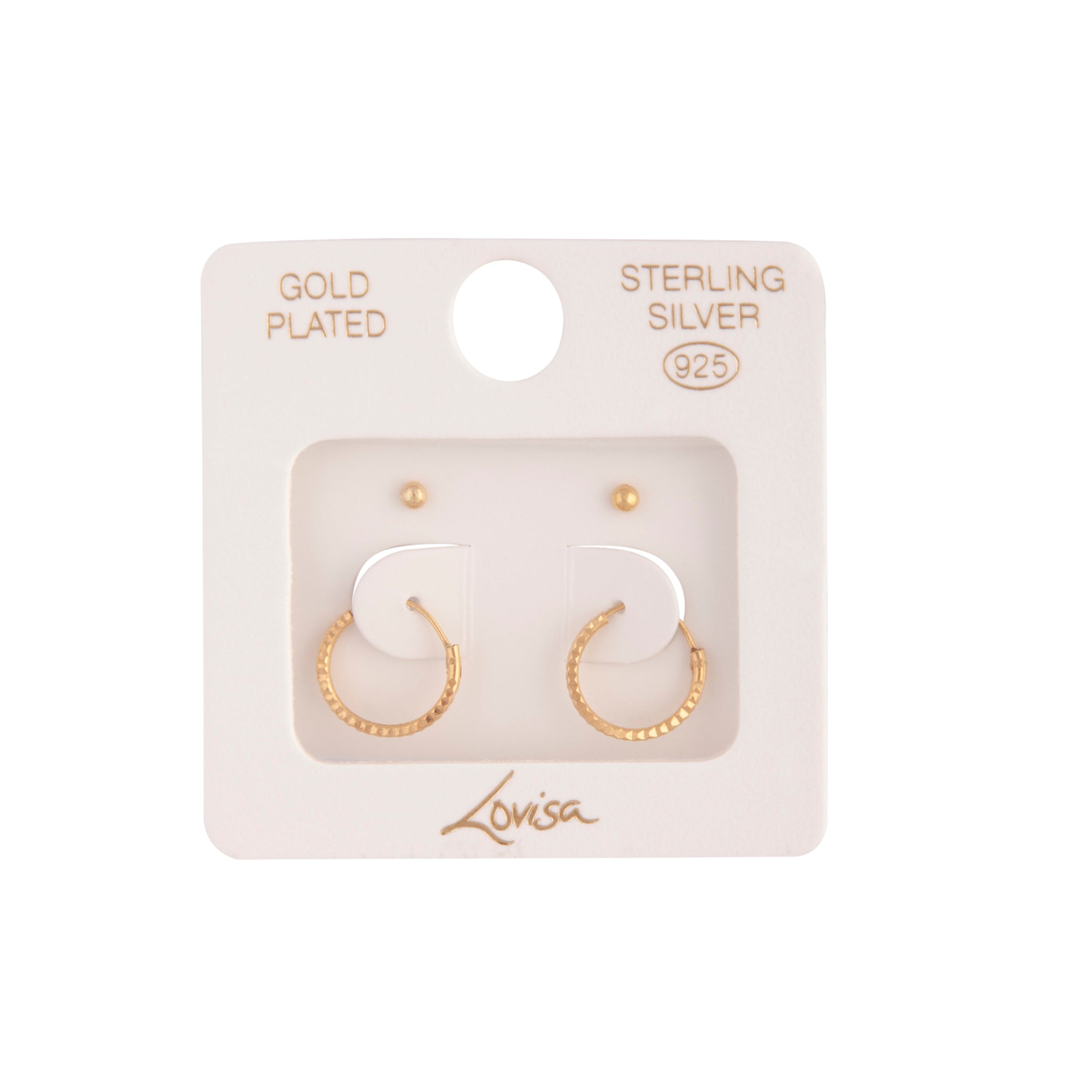 Gold Plated Sterling Silver Stud \u0026 Hoop 