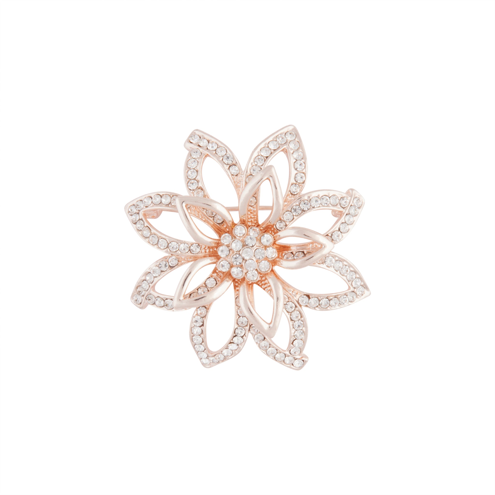 Lovisa Rose Gold Flower Diamante 3D brooch