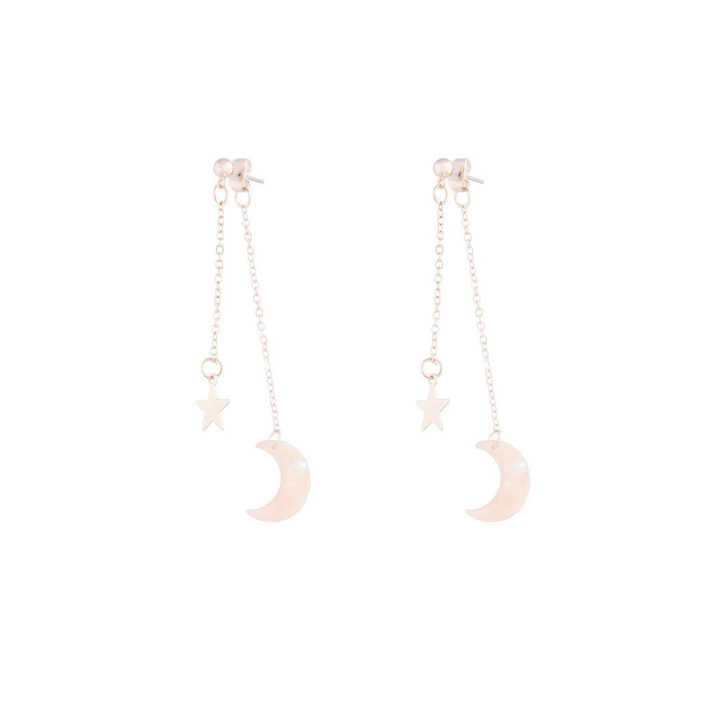 Rose Gold Star Pink Acrylic Moon Earrings - Lovisa