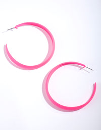Neon Pink Hoop Earrings - Lovisa