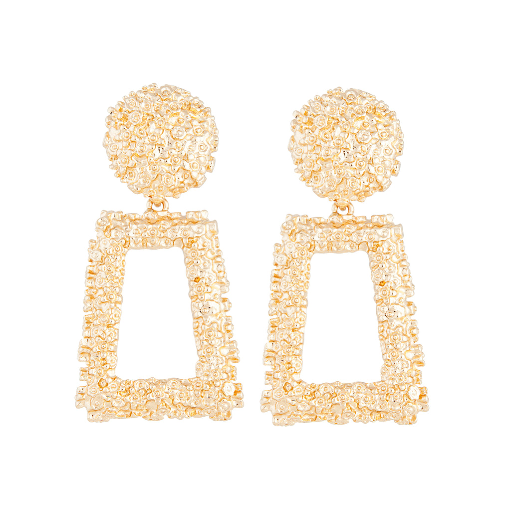 Gold Textured Geometric Drop Earrings - Lovisa