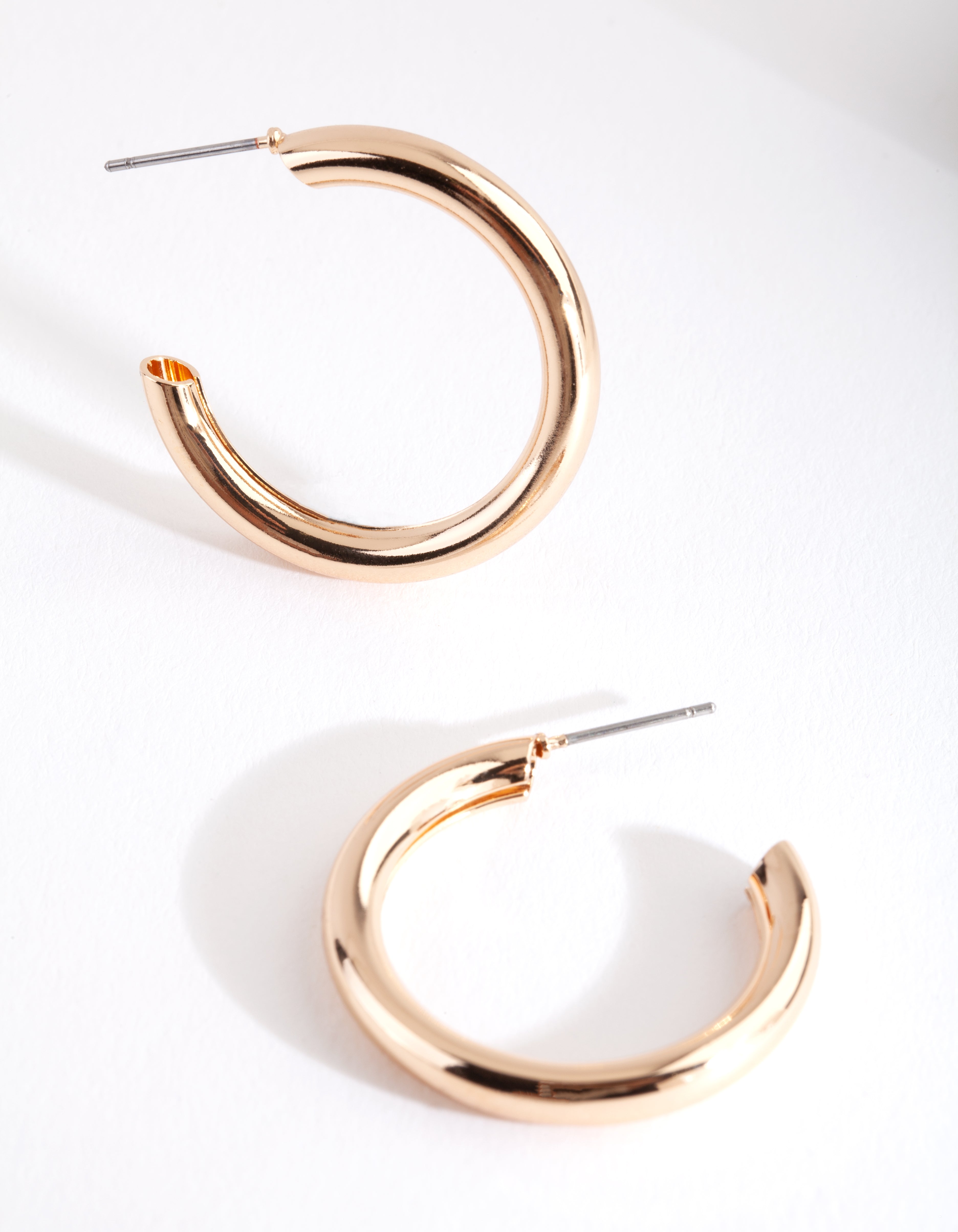 Gold Medium Smooth Hoop Earrings - Lovisa