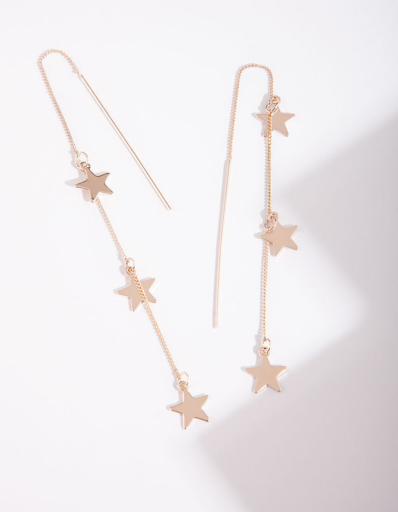 Rose Gold Star Thread Through Earrings – Lovisa