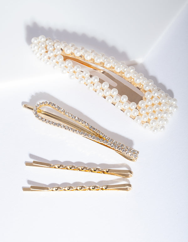 Mix & Match Pearl and Diamante Clip 4 Pack - Lovisa