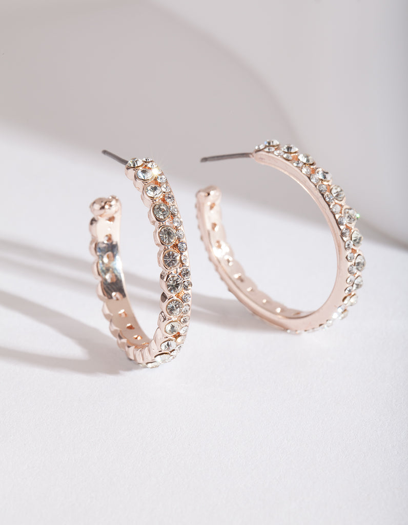 Rose Gold Diamante Open Hoop Earring – Lovisa AU