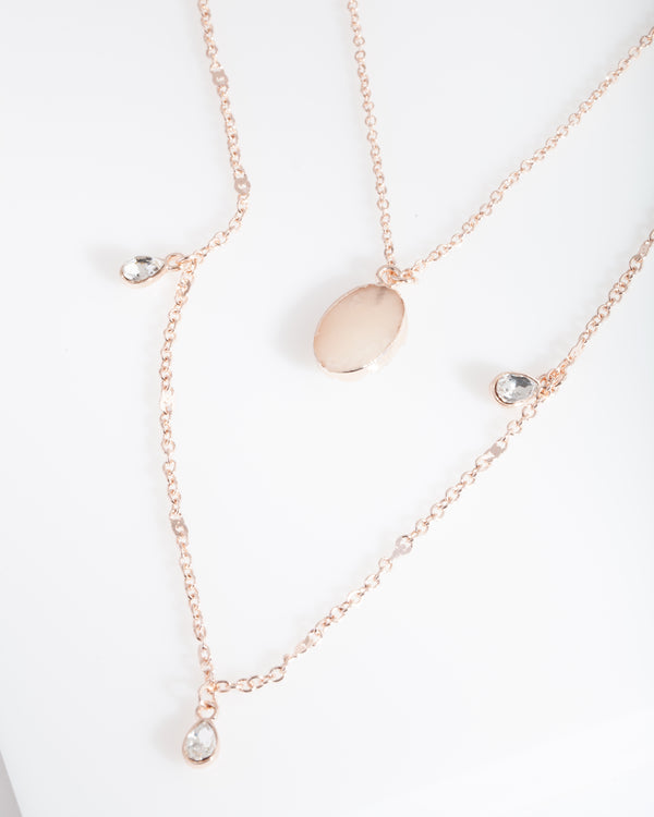 Rose Gold Layered Stone Necklace - Lovisa