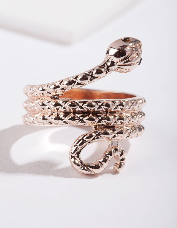 Rose Gold Etched Snake Ring