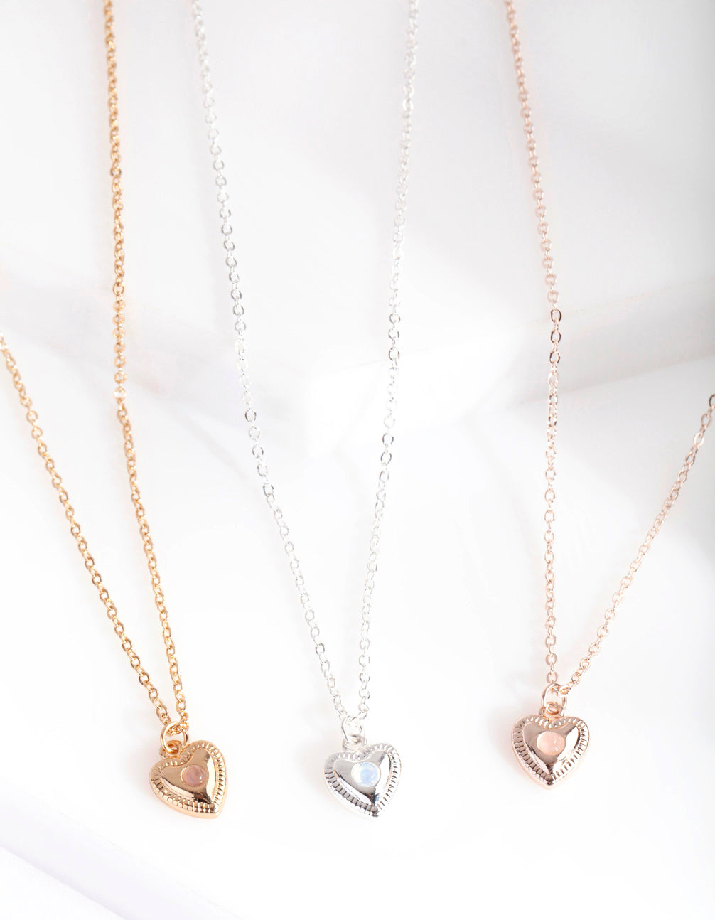 Mixed Metal 3 Pack Semi Precious Heart Necklace - Lovisa AU Jewellery ...